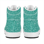 Teal (NOT Real) Glitter Print High Top Leather Sneakers