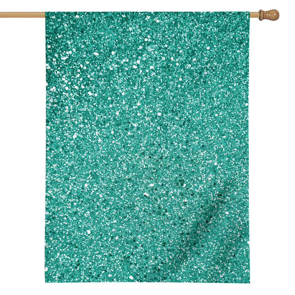 Teal (NOT Real) Glitter Print House Flag