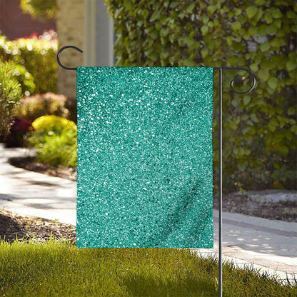 Teal (NOT Real) Glitter Print House Flag
