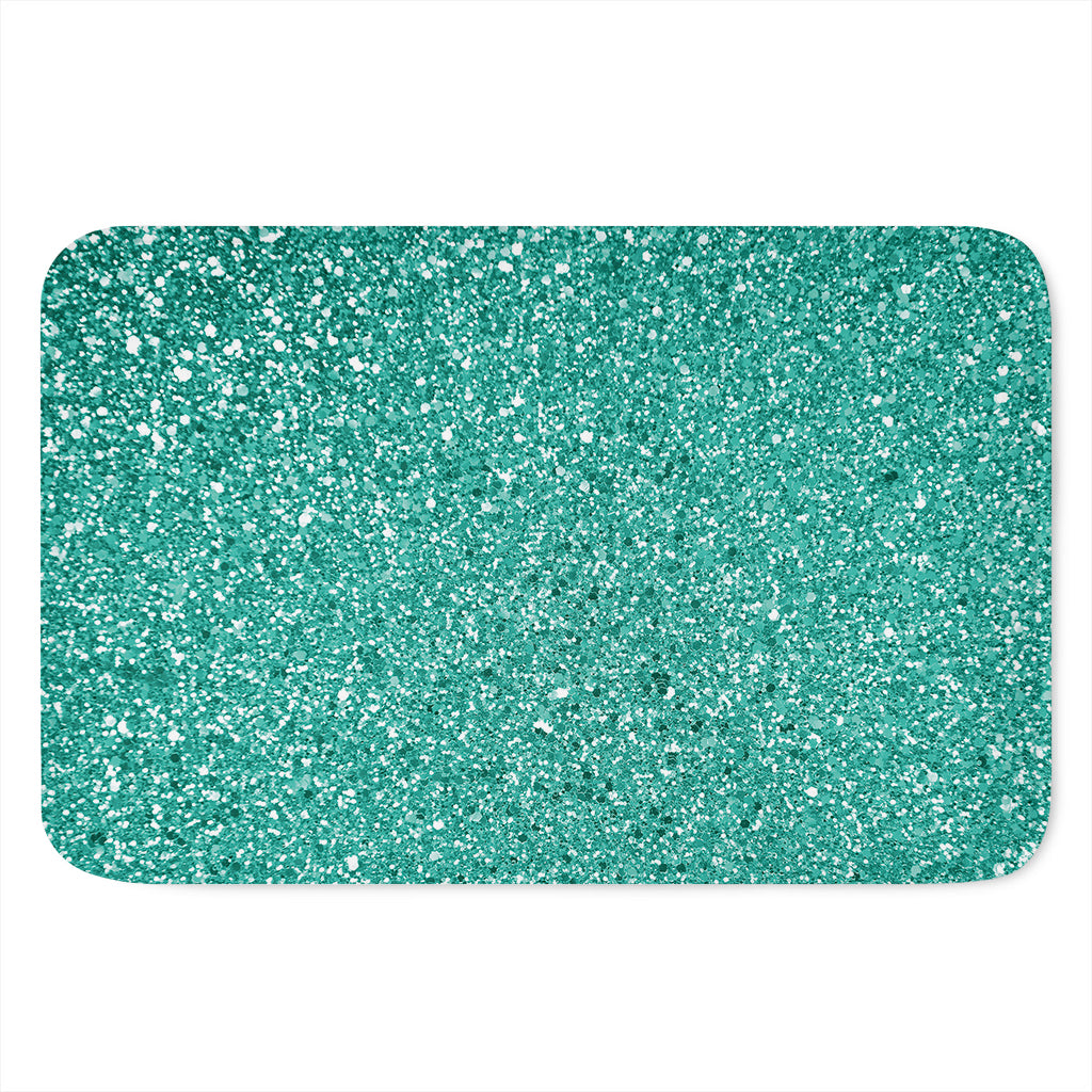 Teal (NOT Real) Glitter Print Indoor Door Mat