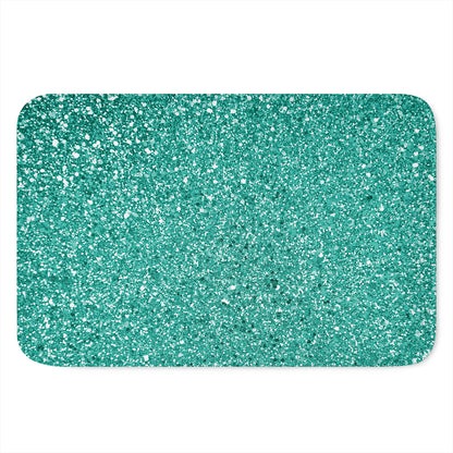 Teal (NOT Real) Glitter Print Indoor Door Mat