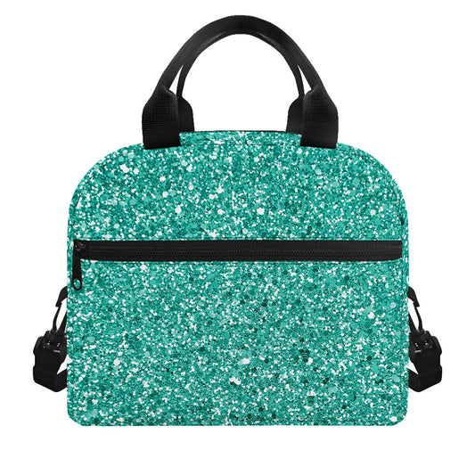 Teal (NOT Real) Glitter Print Insulated Lunch Bag