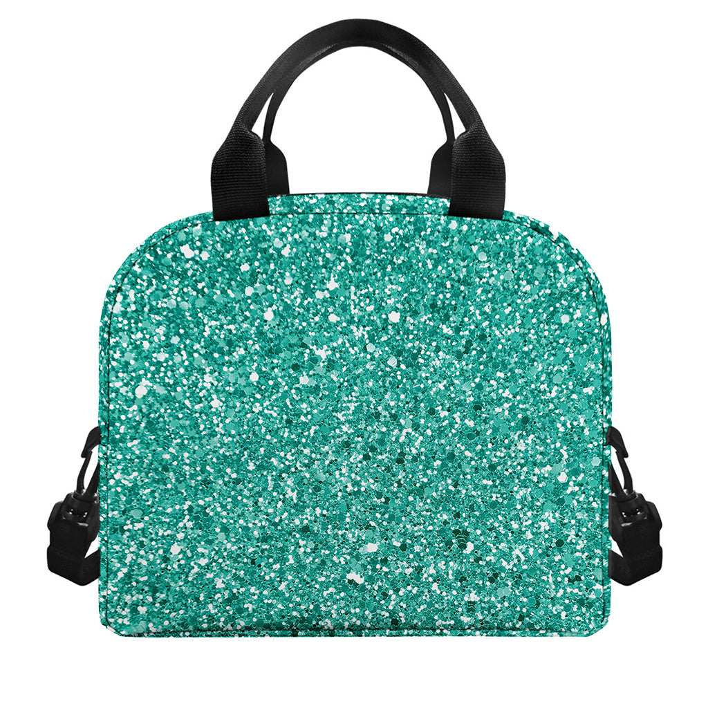 Teal (NOT Real) Glitter Print Insulated Lunch Bag