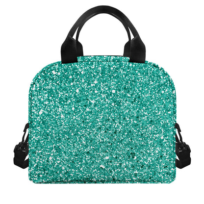 Teal (NOT Real) Glitter Print Insulated Lunch Bag