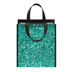Teal (NOT Real) Glitter Print Insulated Lunch Tote