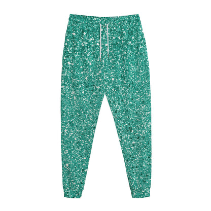 Teal (NOT Real) Glitter Print Jogger Pants