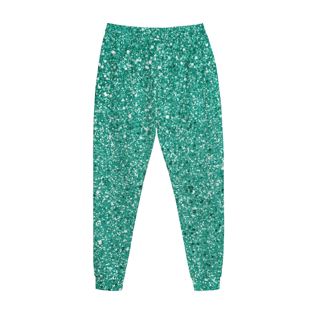 Teal (NOT Real) Glitter Print Jogger Pants