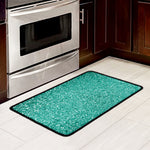 Teal (NOT Real) Glitter Print Kitchen Mat