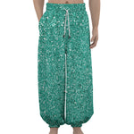 Teal (NOT Real) Glitter Print Lantern Pants