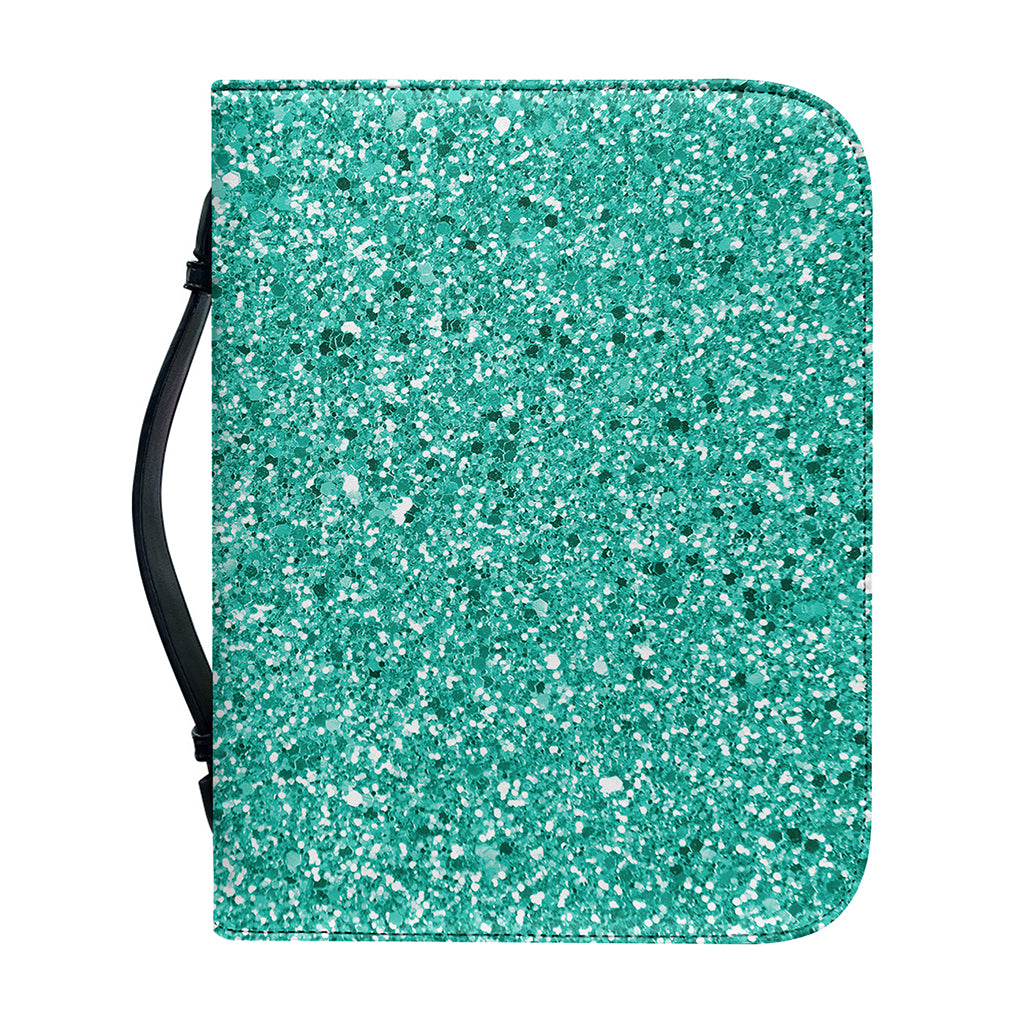 Teal (NOT Real) Glitter Print Leather Bible Cover