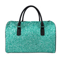 Teal (NOT Real) Glitter Print Leather Duffel Bag