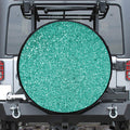 Teal (NOT Real) Glitter Print Leather Spare Tire Cover