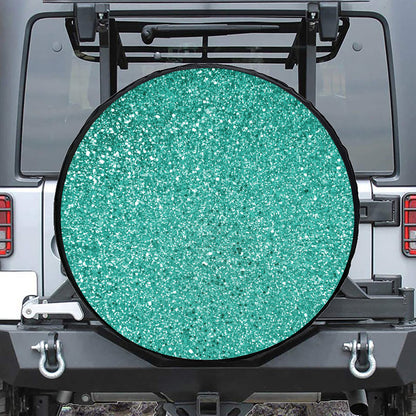 Teal (NOT Real) Glitter Print Leather Spare Tire Cover