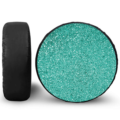 Teal (NOT Real) Glitter Print Leather Spare Tire Cover