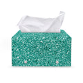 Teal (NOT Real) Glitter Print Leather Tissue Box Cover