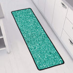 Teal (NOT Real) Glitter Print Long Kitchen Mat