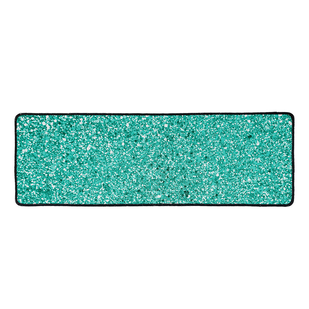 Teal (NOT Real) Glitter Print Long Kitchen Mat