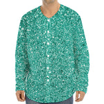 Teal (NOT Real) Glitter Print Long Sleeve Baseball Jersey