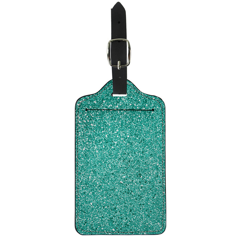 Teal (NOT Real) Glitter Print Luggage Tag