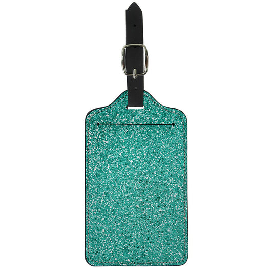 Teal (NOT Real) Glitter Print Luggage Tag