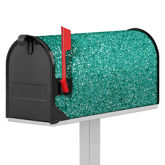 Teal (NOT Real) Glitter Print Mailbox Cover