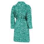 Teal (NOT Real) Glitter Print Men's Bathrobe