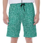 Teal (NOT Real) Glitter Print Men's Beach Shorts