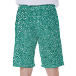 Teal (NOT Real) Glitter Print Men's Beach Shorts