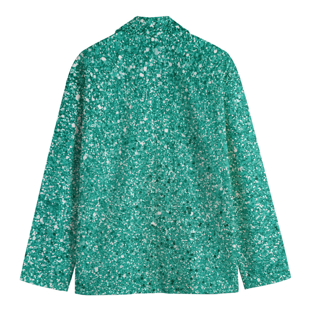 Teal (NOT Real) Glitter Print Men's Blazer