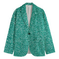 Teal (NOT Real) Glitter Print Men's Cotton Blazer