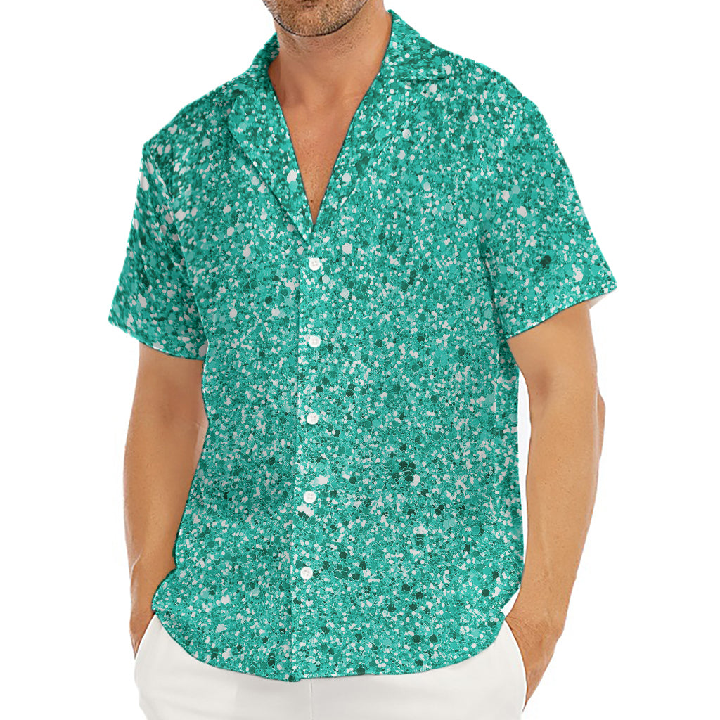 Teal (NOT Real) Glitter Print Men's Deep V-Neck Shirt