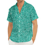 Teal (NOT Real) Glitter Print Men's Deep V-Neck Shirt