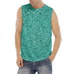 Teal (NOT Real) Glitter Print Men's Fitness Tank Top