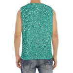 Teal (NOT Real) Glitter Print Men's Fitness Tank Top