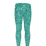 Teal (NOT Real) Glitter Print Men's leggings