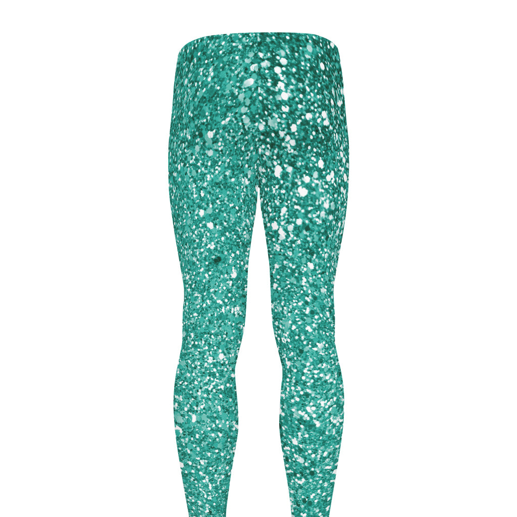 Teal (NOT Real) Glitter Print Men's leggings