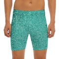 Teal (NOT Real) Glitter Print Men's Long Boxer Briefs