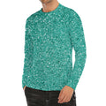 Teal (NOT Real) Glitter Print Men's Long Sleeve Rash Guard