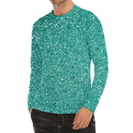 Teal (NOT Real) Glitter Print Men's Long Sleeve Rash Guard