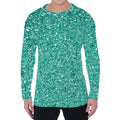 Teal (NOT Real) Glitter Print Men's Long Sleeve T-Shirt