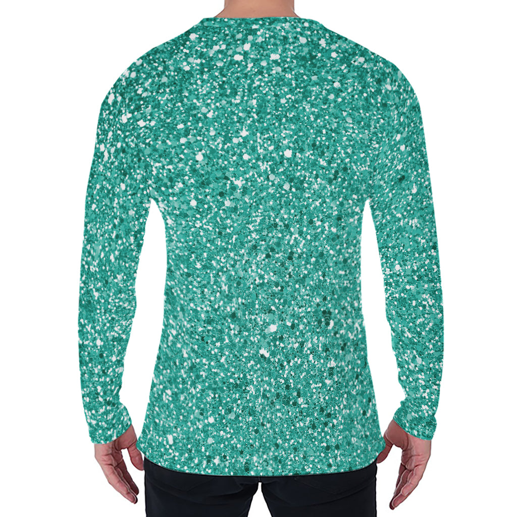 Teal (NOT Real) Glitter Print Men's Long Sleeve T-Shirt
