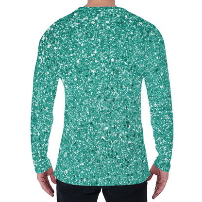 Teal (NOT Real) Glitter Print Men's Long Sleeve T-Shirt