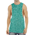 Teal (NOT Real) Glitter Print Men's Muscle Tank Top