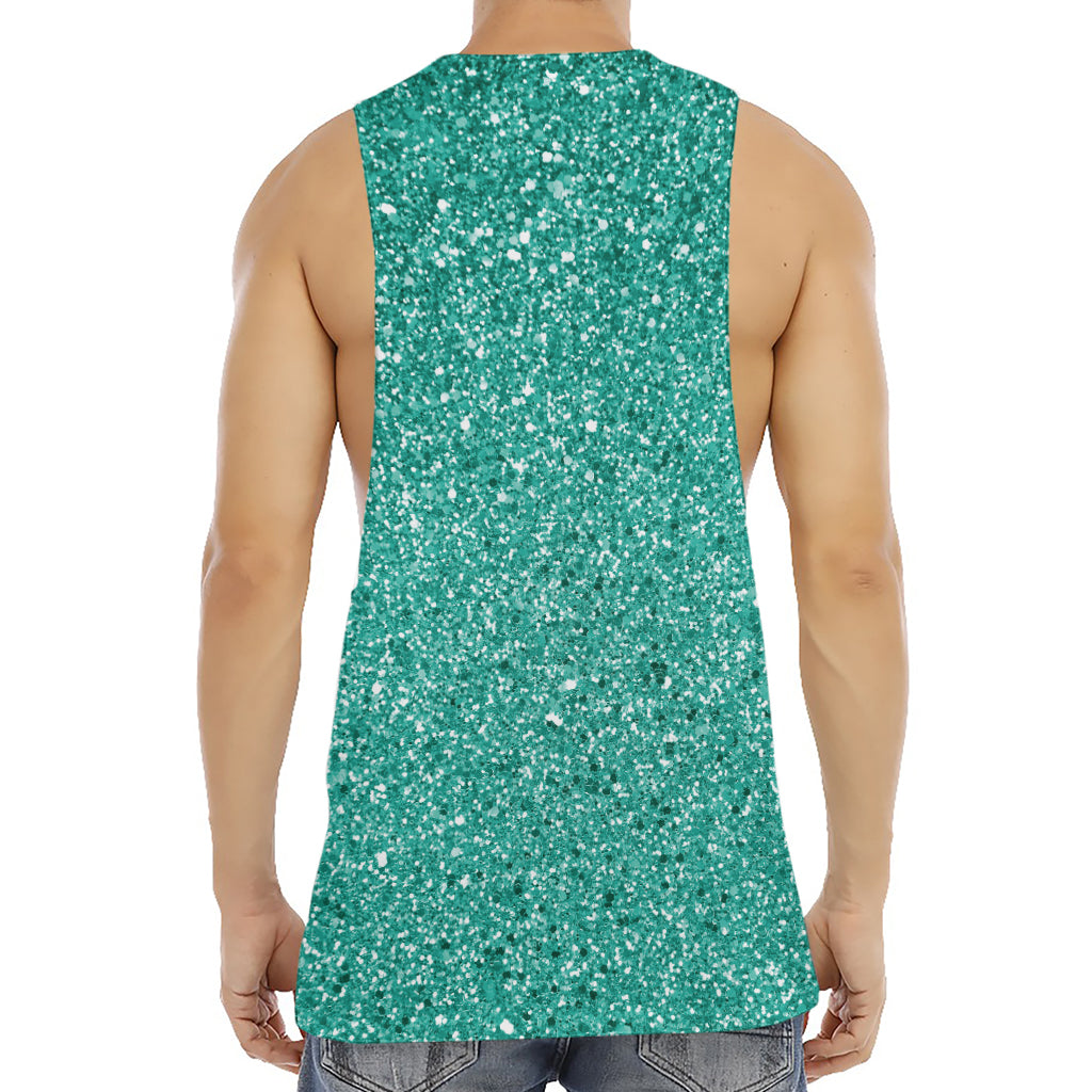 Teal (NOT Real) Glitter Print Men's Muscle Tank Top