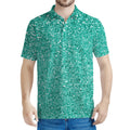 Teal (NOT Real) Glitter Print Men's Polo Shirt
