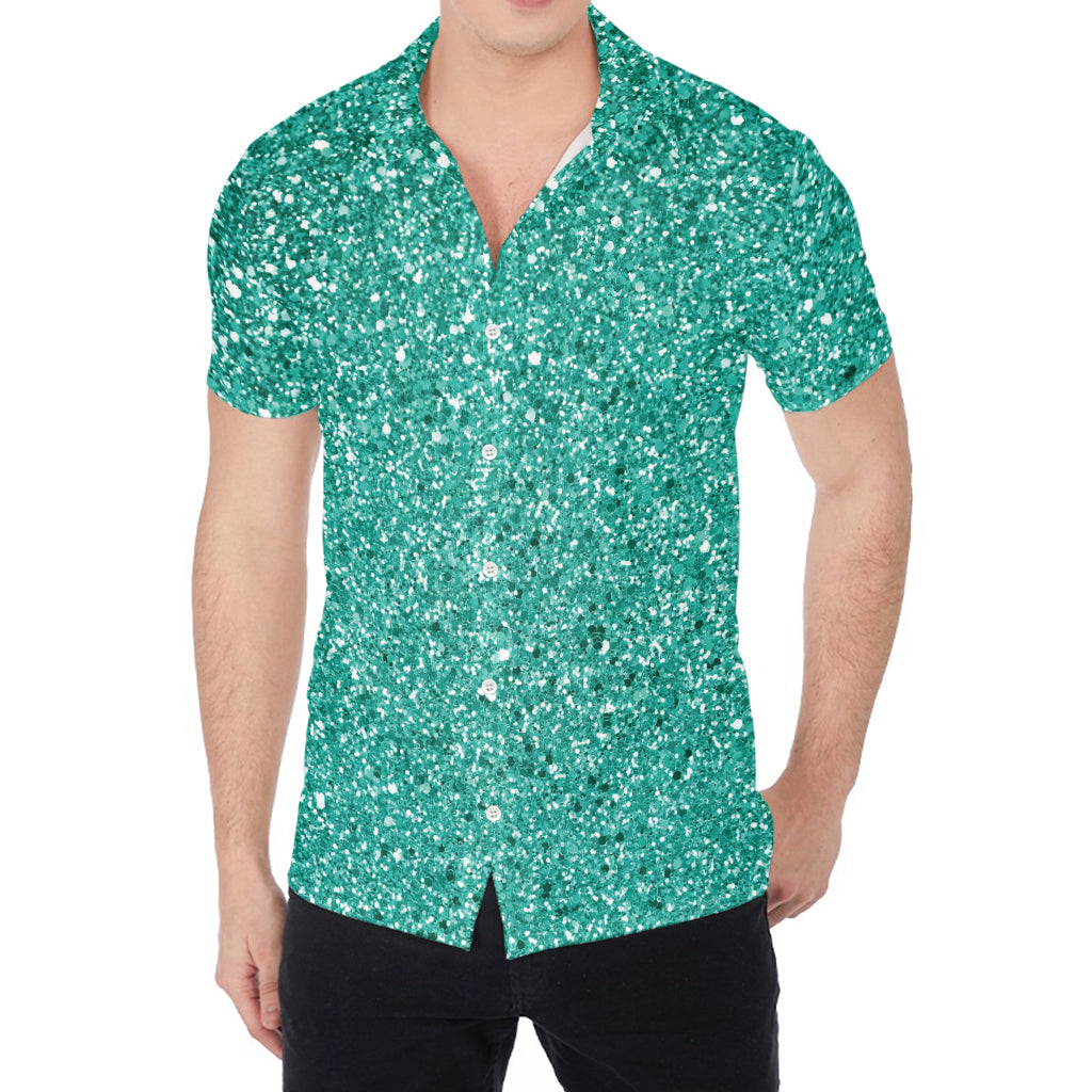 Teal (NOT Real) Glitter Print Men's Shirt
