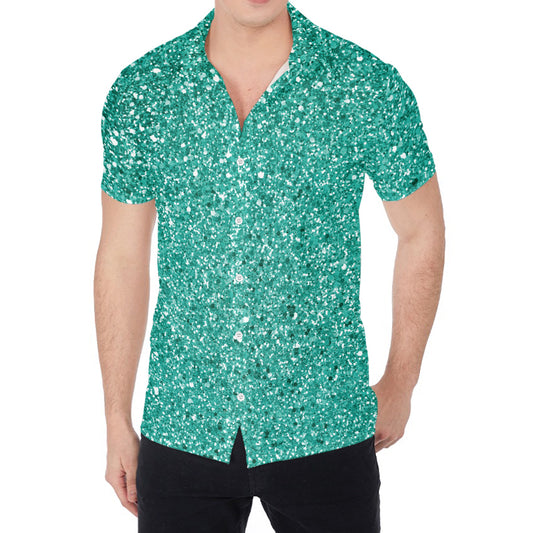 Teal (NOT Real) Glitter Print Men's Shirt