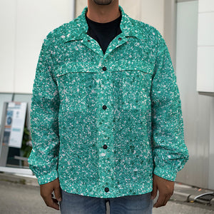 Teal (NOT Real) Glitter Print Men's Shirt Jacket