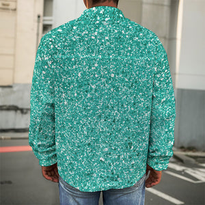 Teal (NOT Real) Glitter Print Men's Shirt Jacket