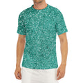Teal (NOT Real) Glitter Print Men's Short Sleeve Rash Guard